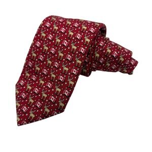 Vineyard‎ Vines Red Reindeer Canadian Flag Silk Tie Necktie Men's holiday's